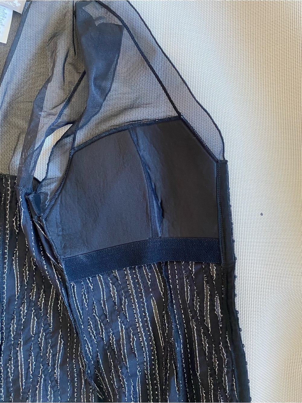 Papillon Blanc Sheer Mesh Metallic Hook Front Top Y2K Large - Picture 8 of 10